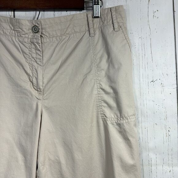 Talbots Tan Cotton Casual Outdoor Womens Khaki Tan Roll Tab Ankle Cropped Pants - Picture 4 of 16